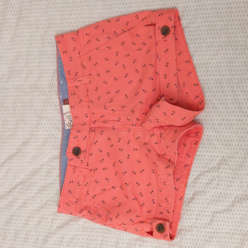 Women Juniors SO Salmon Anchor Chino Shorts Size 3